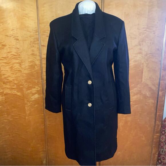 Vintage David Benjamin Women's Black 100% Wool Mid-Long Sleeve Lined Coat Size 8 - Picture 1 of 10